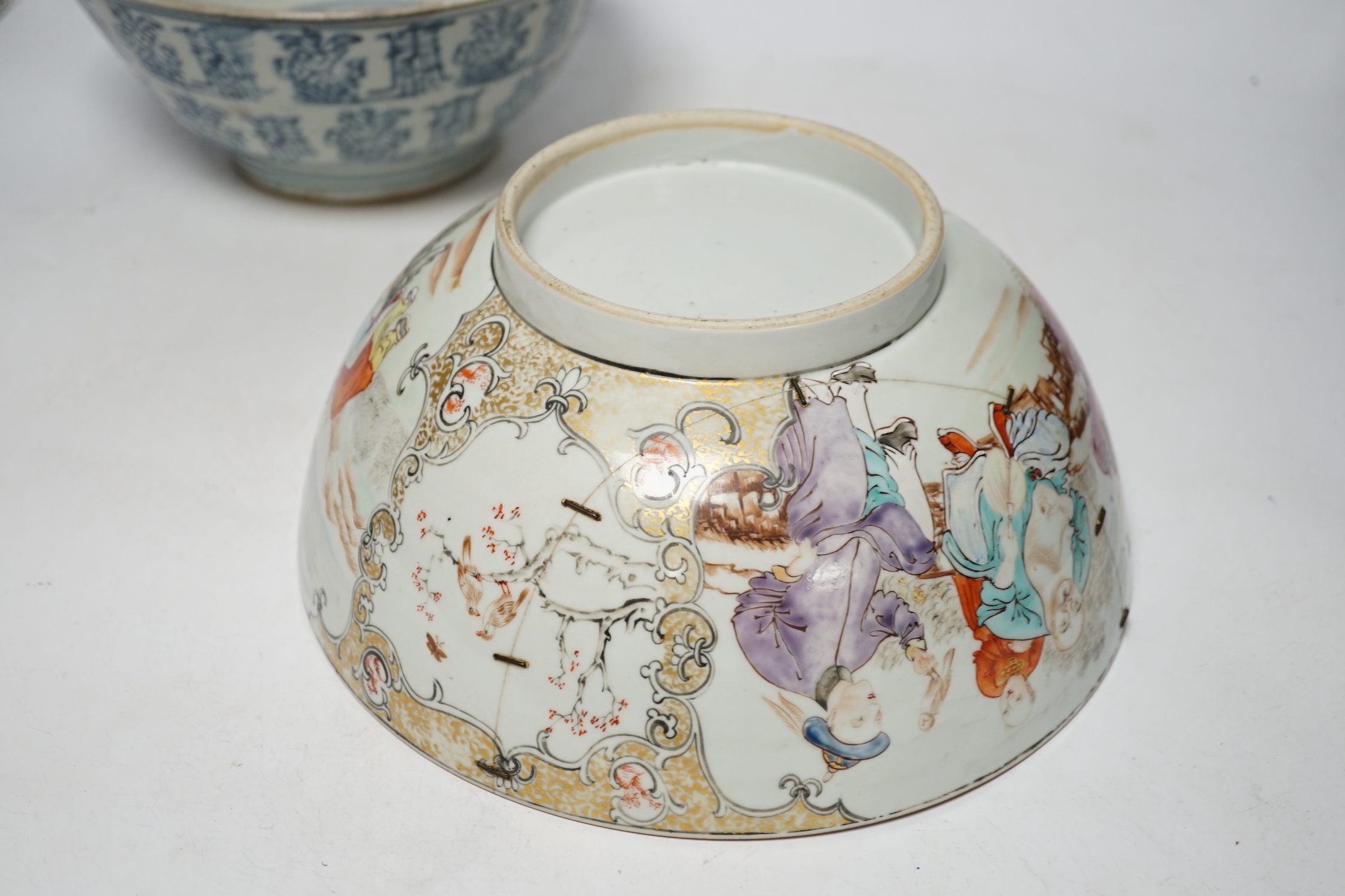 A Chinese Export bowl and three others, export bowl 11cm high